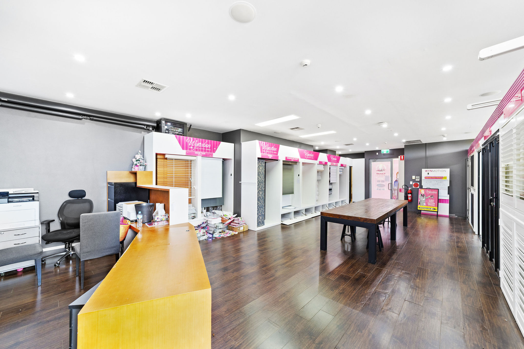 Showroom interior with recessed lighting