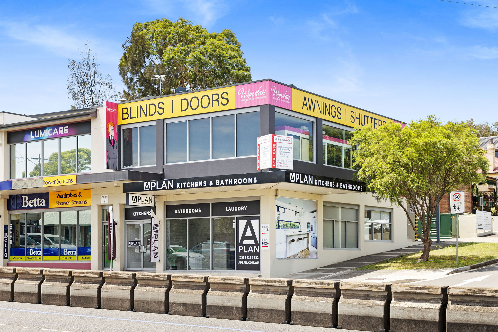Street-level view of Unit 7 showroom on Victoria Road, Drummoyne